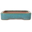 Maceta rectangular para bonsái verde azulado de Seizan (Reihou, Kataoka Katsushi, maestro del horno Seizan) - 253 x 177 x 38 mm