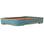 Maceta rectangular para bonsái verde azulado de Seizan (Reihou, Kataoka Katsushi, maestro del horno Seizan) - 253 x 177 x 38 mm
