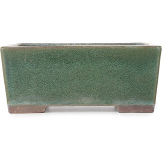 Yamaaki 193 mm rectangular green bonsai pot by Yamaaki, Tokoname, Japan