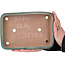 Maceta rectangular para bonsái verde azulado de Seizan (Reihou, Kataoka Katsushi, maestro del horno Seizan) - 253 x 177 x 38 mm