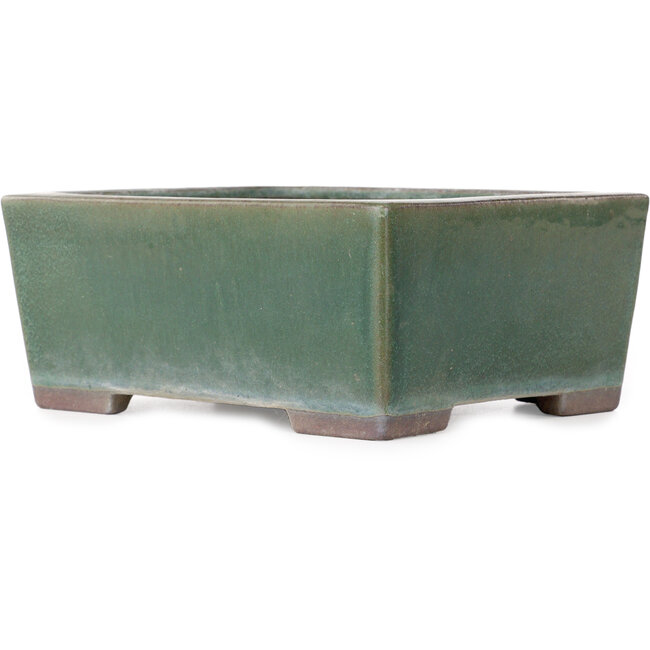 Rectangular green bonsai pot by Yamaaki - 193 x 155 x 82 mm