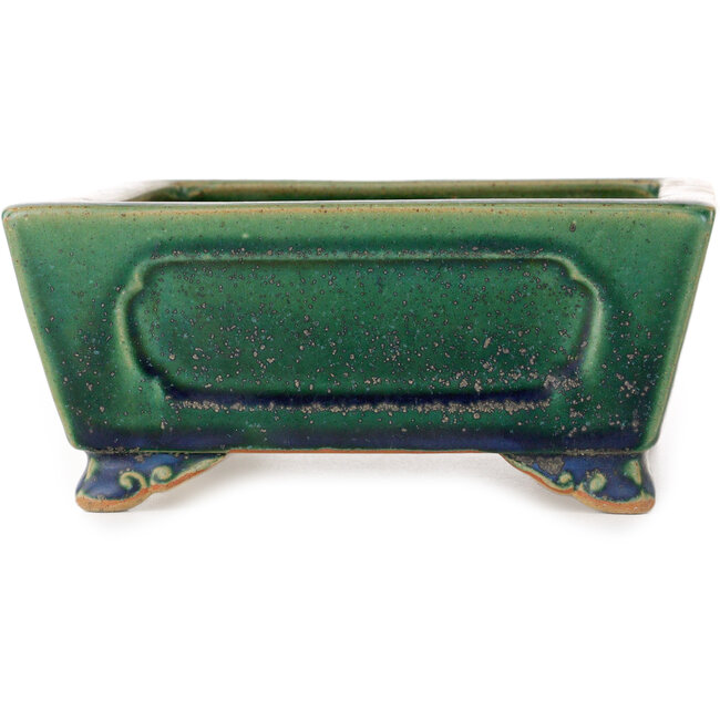 Rectangular green bonsai pot by Ikkou - 235 x 177 x 77 mm