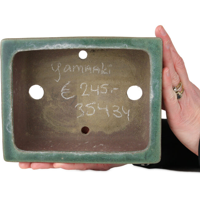 Vaso bonsai rettangolare verde di Yamaaki - 193 x 155 x 82 mm