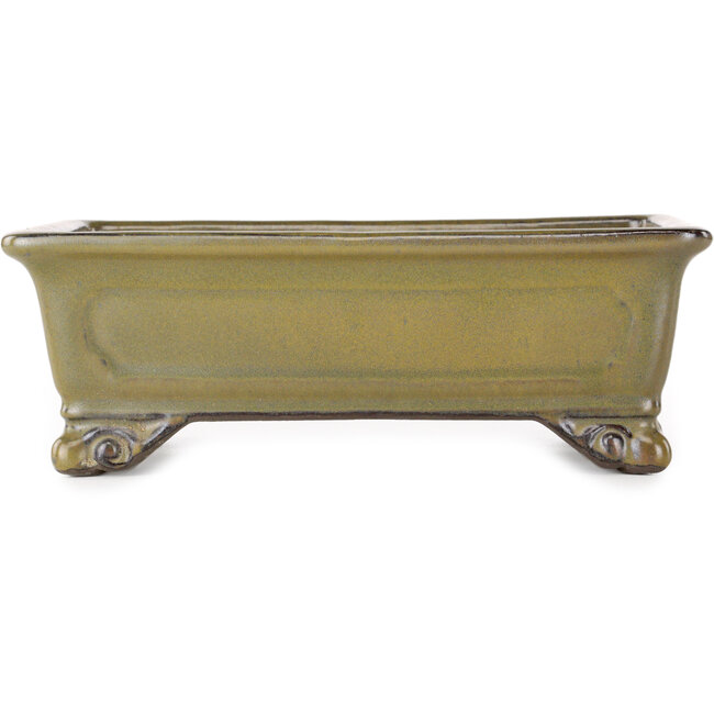 Pot à bonsaï rectangulaire jaune ocre de Tosui - 227 x 165 x 77 mm