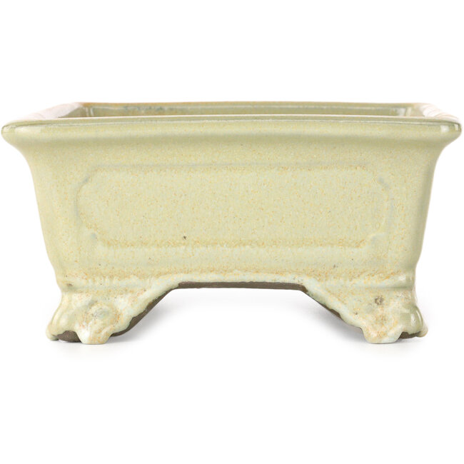 Rechteckiger Bonsai-Topf von Tosui in Cremeweiß und Orange – 227 x 167 x 77 mm