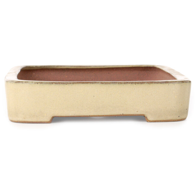 Pot à bonsaï rectangulaire blanc cassé par Seizan (Reihou, Kataoka Katsushi, maître four Seizan) - 255 x 178 x 37 mm