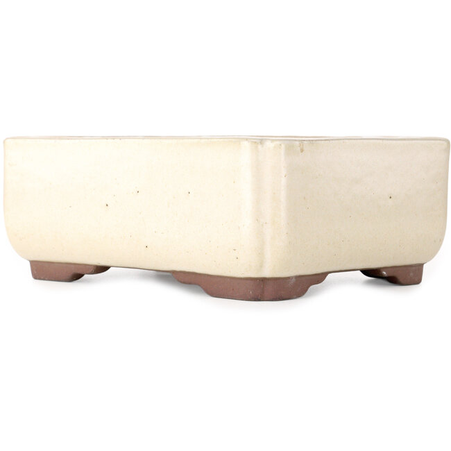 Rechthoekige, gebroken witte bonsaipot van Yamaaki - 240 x 190 x 90 mm