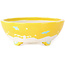 Round yellow, white and blue bonsai pot by Tou Ai - 120 x 120 x 45 mm