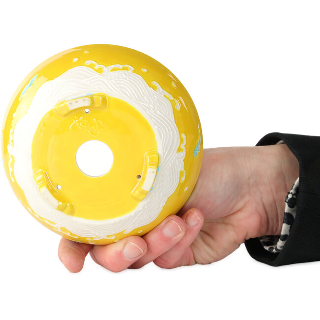 Pot à bonsaï rond jaune, blanc et bleu de Tou Ai - 120 x 120 x 45 mm