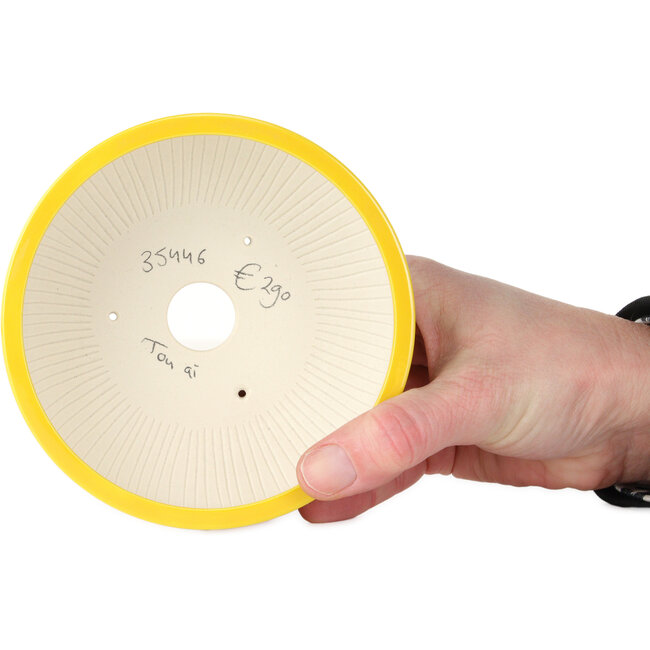 Ronde gele, witte en blauwe bonsaipot van Tou Ai - 120 x 120 x 45 mm