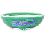 Round green and blue bonsai pot by Tou Ai - 120 x 120 x 45 mm
