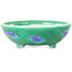 Round green and blue bonsai pot by Tou Ai - 120 x 120 x 45 mm