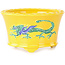 Round yellow, blue and green bonsai pot by Tou Ai - 80 x 80 x 45 mm