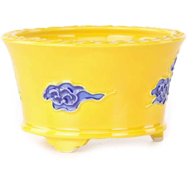 Runder Bonsai-Topf in Gelb, Blau und Grün von Tou Ai – 80 x 80 x 45 mm