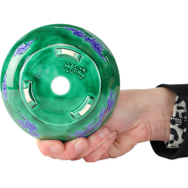 Maceta redonda verde y azul para bonsái de Tou Ai - 120 x 120 x 45 mm