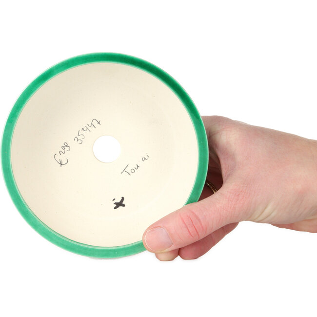Maceta redonda verde y azul para bonsái de Tou Ai - 120 x 120 x 45 mm