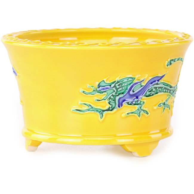 Runder Bonsai-Topf in Gelb, Blau und Grün von Tou Ai – 80 x 80 x 45 mm