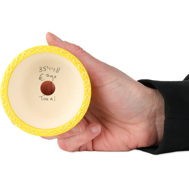 Pot à bonsaï rond jaune, bleu et vert de Tou Ai - 80 x 80 x 45 mm