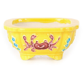 Tou Ai Pot à bonsaï carré de 48 mm, violet, bleu et blanc, par Tou Ai, Kyoto, Japon