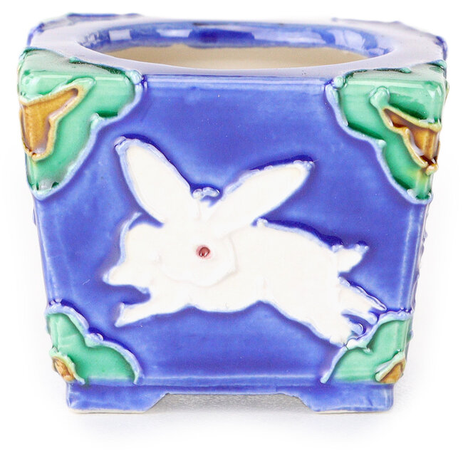 Vaso bonsai quadrato blu, verde e marrone di Tou Ai - 40 x 40 x 30 mm