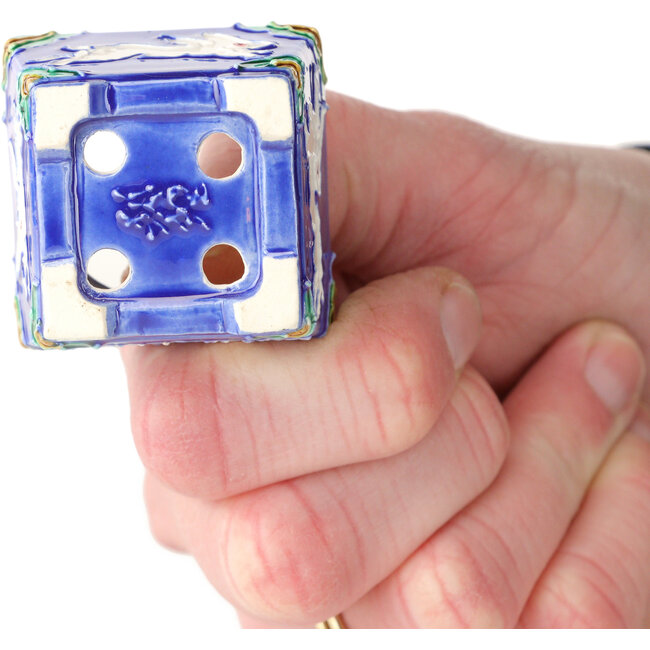 Vierkante bonsaipot in blauw, groen en bruin van Tou Ai - 40 x 40 x 30 mm