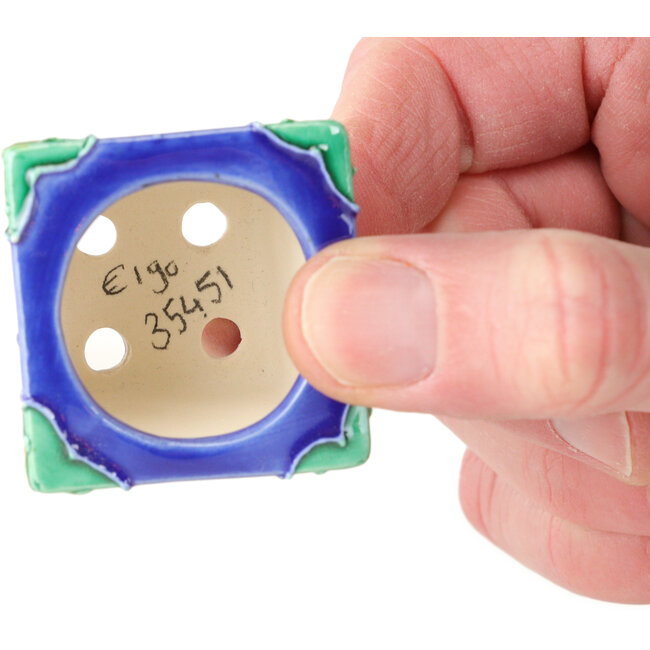 Vierkante bonsaipot in blauw, groen en bruin van Tou Ai - 40 x 40 x 30 mm