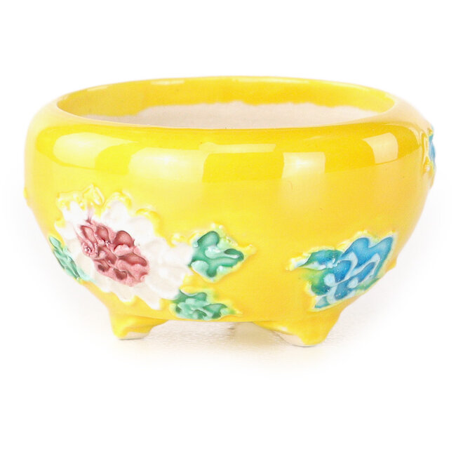 Pot à bonsaï rond jaune, bleu, vert et rouge de Tou Ai - 30 x 30 x 20 mm