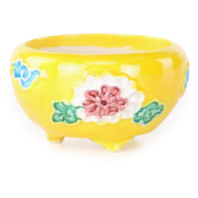 Pot à bonsaï rond jaune, bleu, vert et rouge de Tou Ai - 30 x 30 x 20 mm