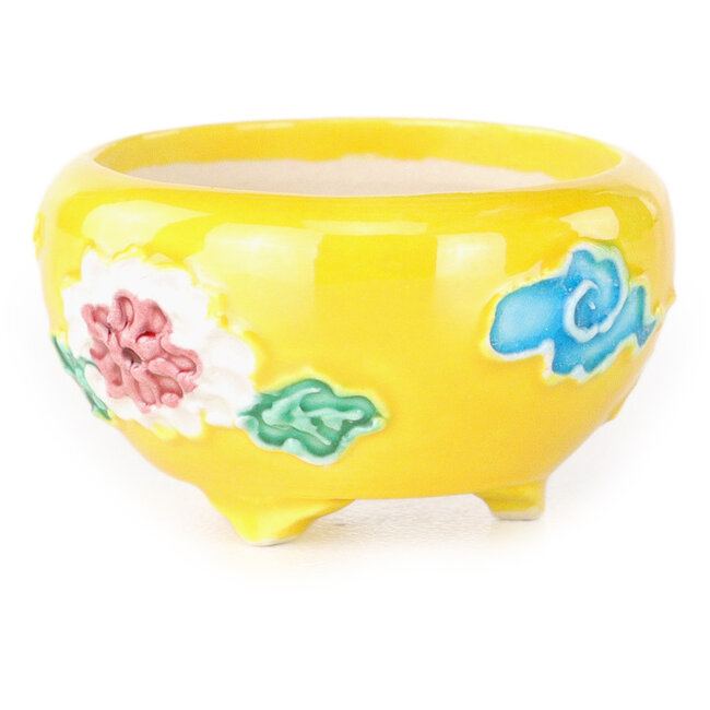Round yellow, blue, green and red bonsai pot by Tou Ai - 30 x 30 x 20 mm