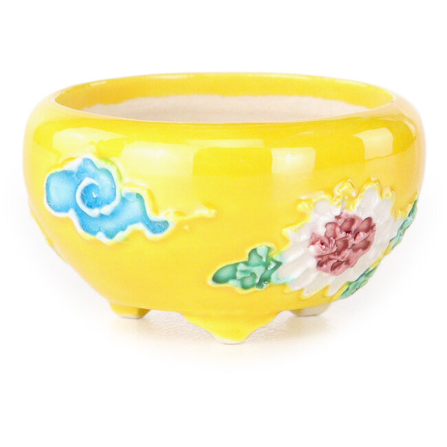 Pot à bonsaï rond jaune, bleu, vert et rouge de Tou Ai - 30 x 30 x 20 mm