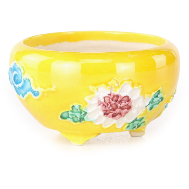 Round yellow, blue, green and red bonsai pot by Tou Ai - 30 x 30 x 20 mm