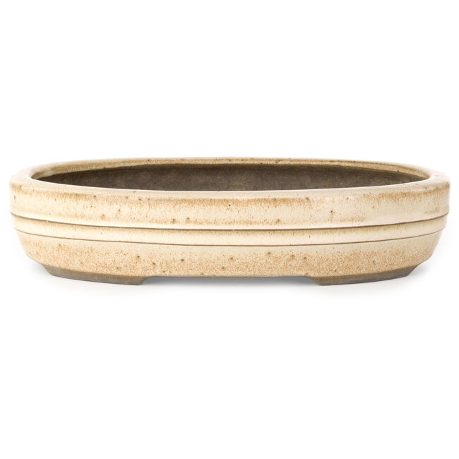 Vaso bonsai ovale beige, bianco e marrone di Yamaaki - 310 x 242 x 65 mm