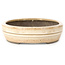 Maceta ovalada para bonsái en tonos beige, blanco y marrón de Yamaaki - 310 x 242 x 65 mm