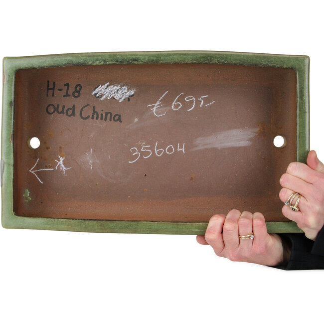 Pot à bonsaï rectangulaire vert - 407 x 245 x 95 mm