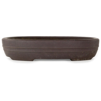  Yamaaki 315 mm oval unglazed bonsai pot by Yamaaki Toshio (third generation), Tokoname, Japan