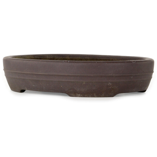 Pot à bonsaï ovale non émaillé de Yamaaki Toshio (troisième génération) - 315 x 237 x 65 mm