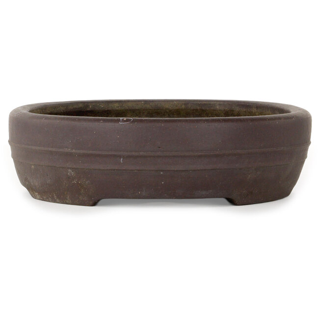 Ovale, ongeglazuurde bonsaipot van Yamaaki Toshio (derde generatie) - 315 x 237 x 65 mm