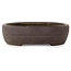 Ovale, ongeglazuurde bonsaipot van Yamaaki Toshio (derde generatie) - 315 x 237 x 65 mm
