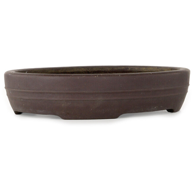 Ovale, ongeglazuurde bonsaipot van Yamaaki Toshio (derde generatie) - 315 x 237 x 65 mm