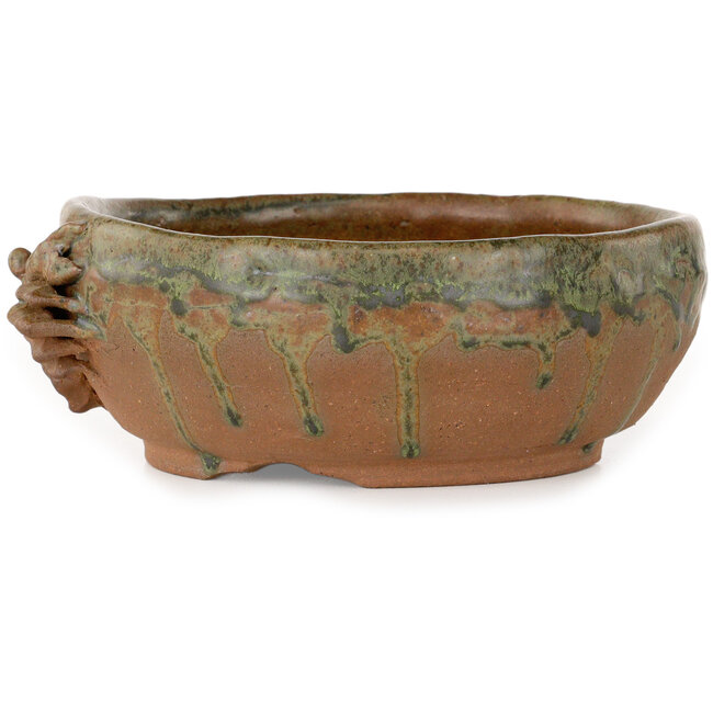 Round unglazed bonsai pot - 150 x 150 x 60 mm