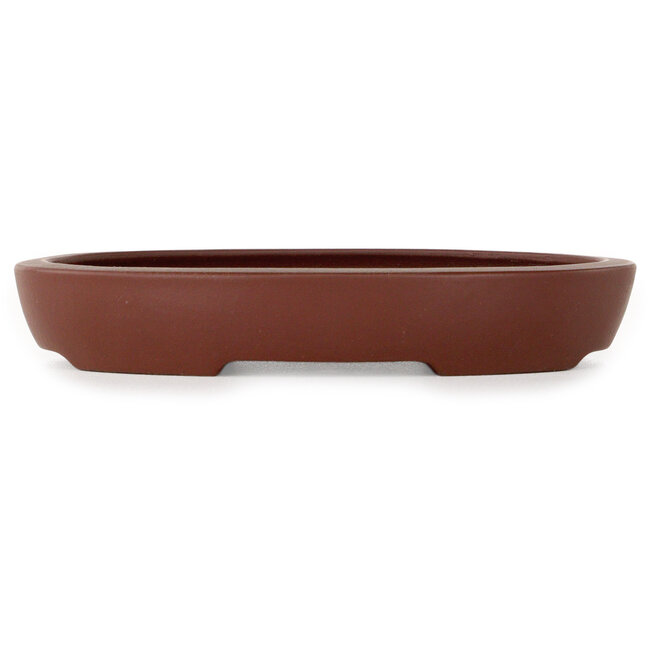 Oval unglazed bonsai pot by Yamaaki Toshio (third generation) - 140 x 110 x 23 mm