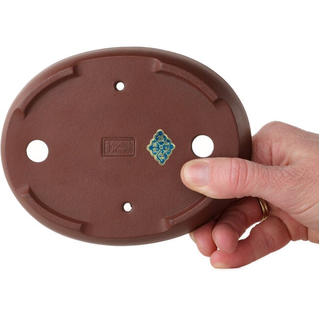 Pot à bonsaï ovale non émaillé de Yamaaki Toshio (troisième génération) - 140 x 110 x 23 mm