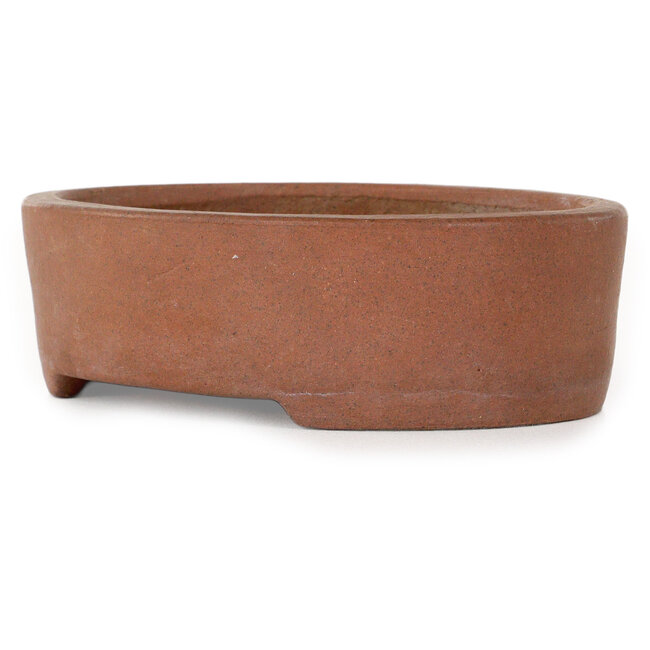 Ovale, ongeglazuurde bonsaipot van Shibakatsu - 125 x 97 x 37 mm