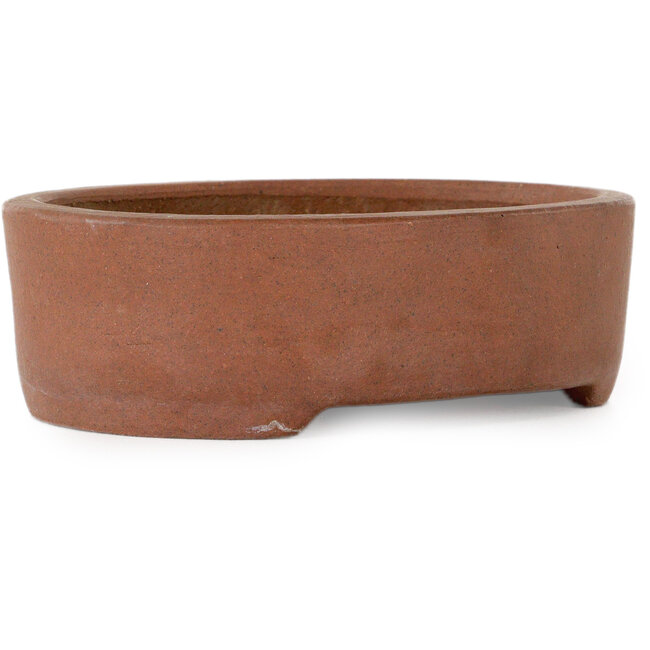 Oval unglazed bonsai pot by Shibakatsu - 125 x 97 x 37 mm