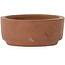 Ovale, ongeglazuurde bonsaipot van Shibakatsu - 125 x 97 x 37 mm