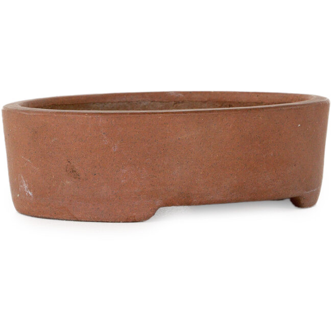 Oval unglazed bonsai pot by Shibakatsu - 125 x 97 x 37 mm