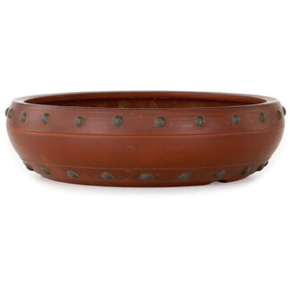 Bigei - Hirata Atsumi 180 mm round unglazed bonsai pot by Bigei, Tokoname, Japan