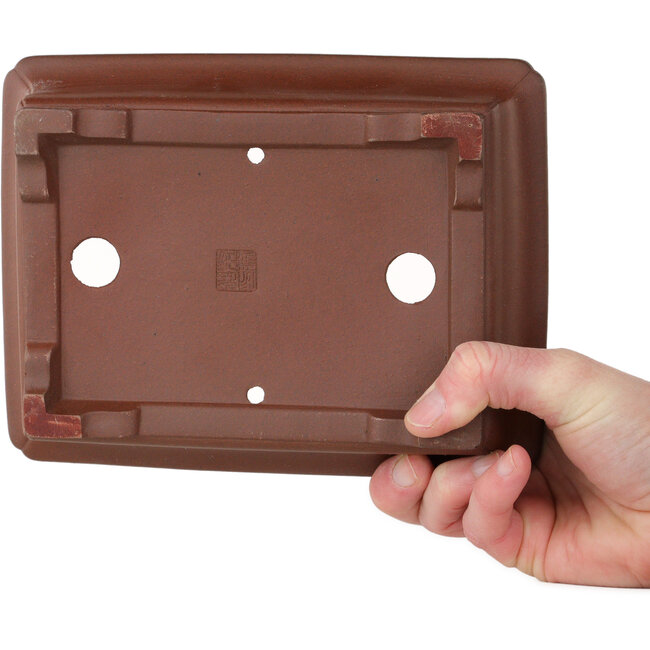 Maceta rectangular sin esmaltar para bonsái de Shibakatsu - 192 x 146 x 50 mm