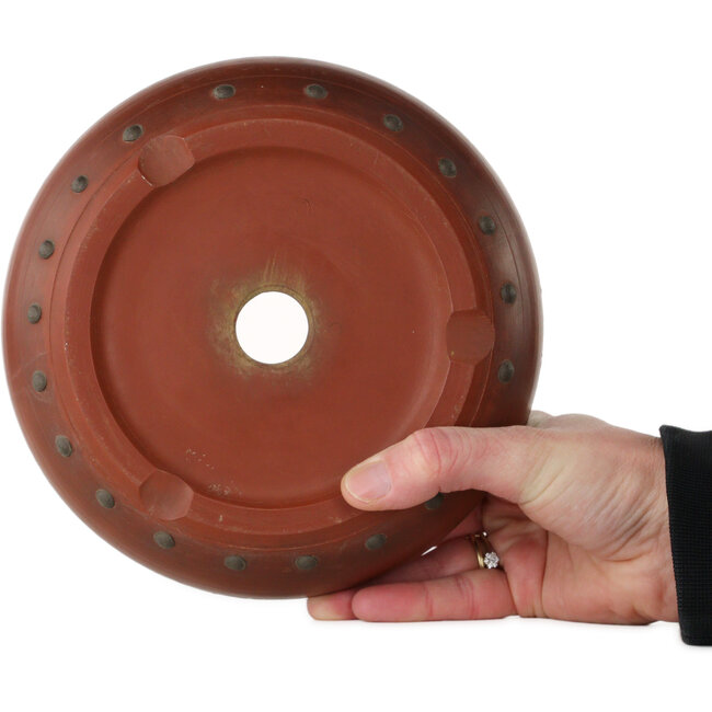 Ronde, ongeglazuurde bonsaipot van Bigei - 180 x 180 x 50 mm