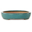 Maceta ovalada para bonsái verde azulado de Seizan (Reihou, Kataoka Katsushi, maestro del horno Seizan) - 412 x 287 x 57 mm
